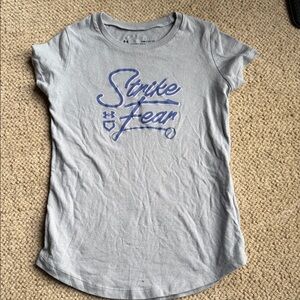 Under Armour Light Gray Tee with Blue Print-small